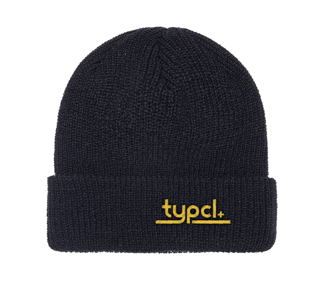 TYPCL Embroidered Beanie - Black/Gold